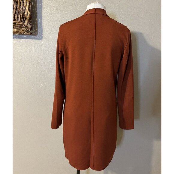 Carolina Belle Montreal Rust Orange Brown Long Cardigan Duster Jacket XS NEW - Picture 8 of 12